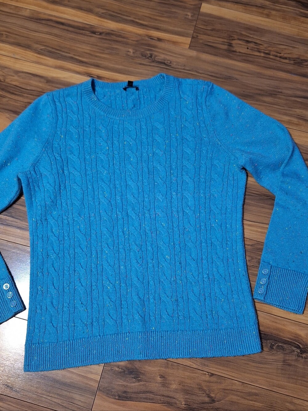Preppy Talbots Large Speckled Cable Knit Sweater Preppy Casual Office Work